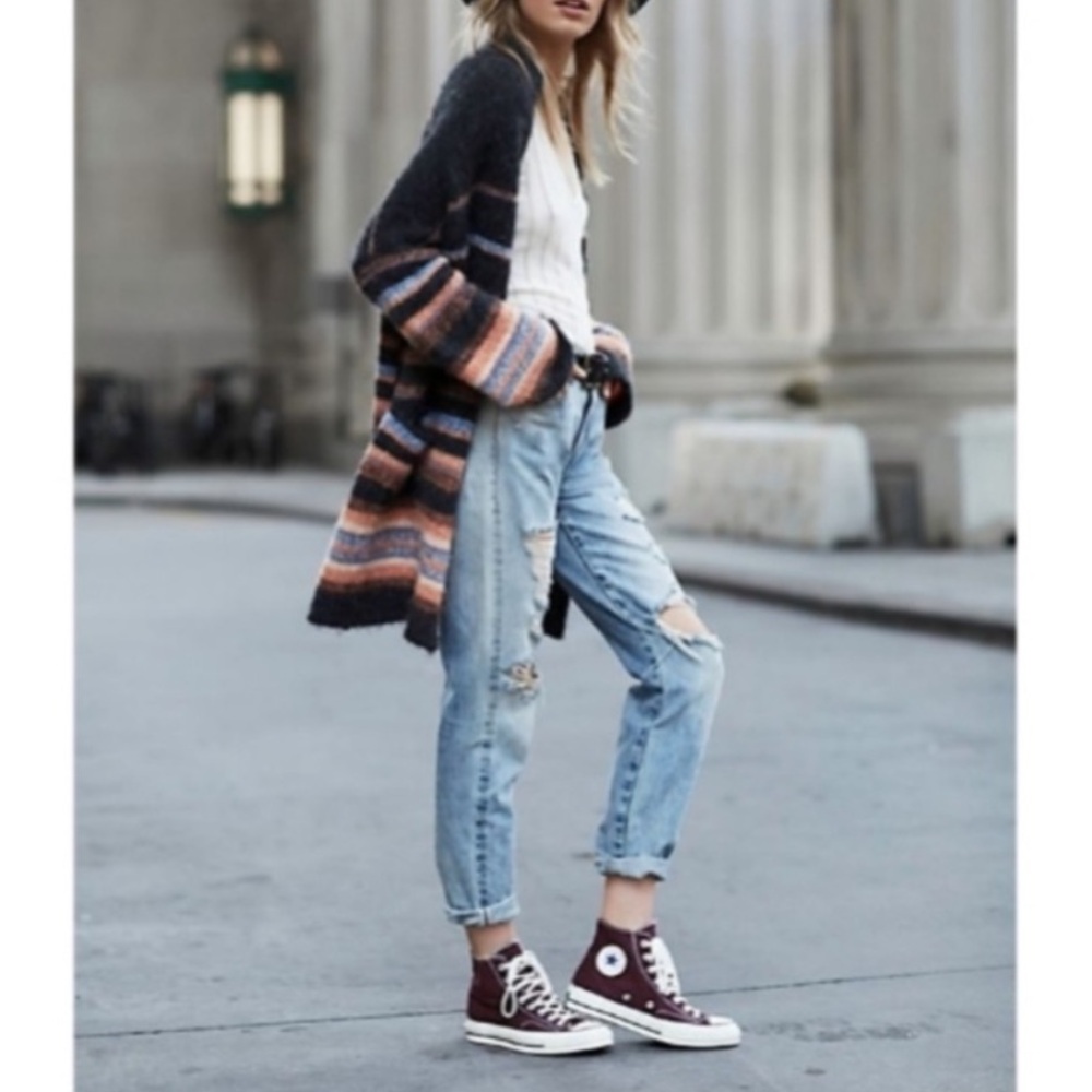 Free People Oversized Striped Alpaca Open Cardigan Medium - Picture 2 of 11